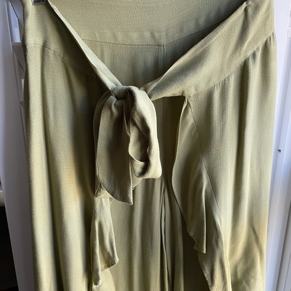 Free People boho pea green skirted palazzo pants - Picture 4 of 12